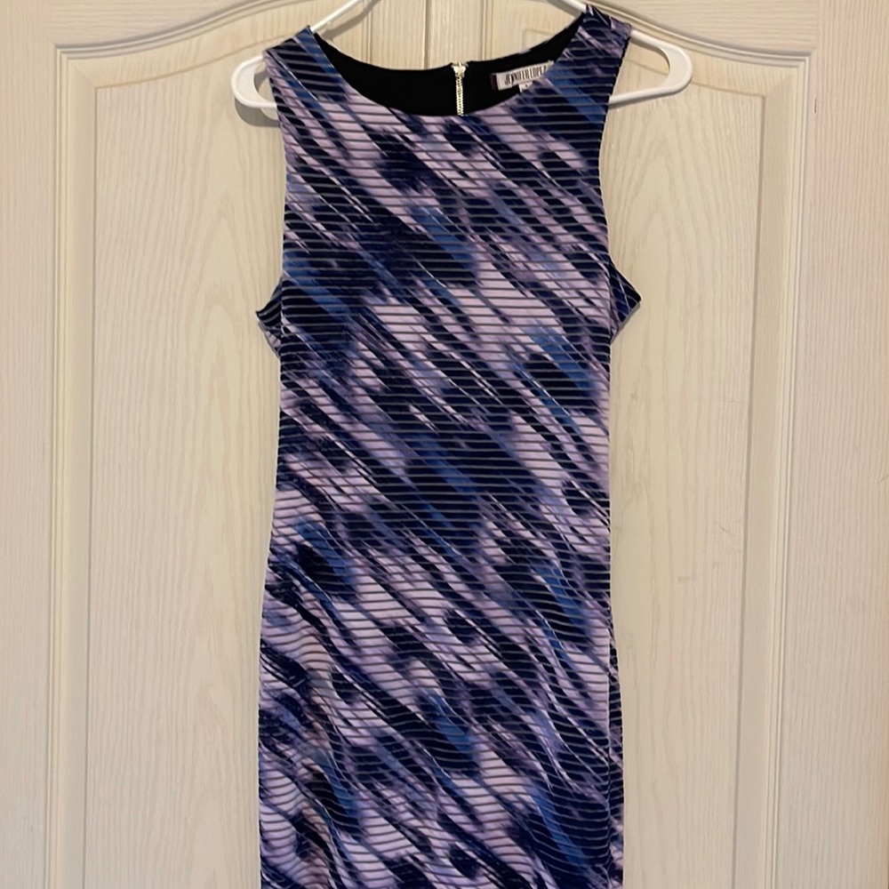 JENNIFER LOPEZ ~ Purple, Navy, Silver Sleeveless Dress ~ Perfect Condition